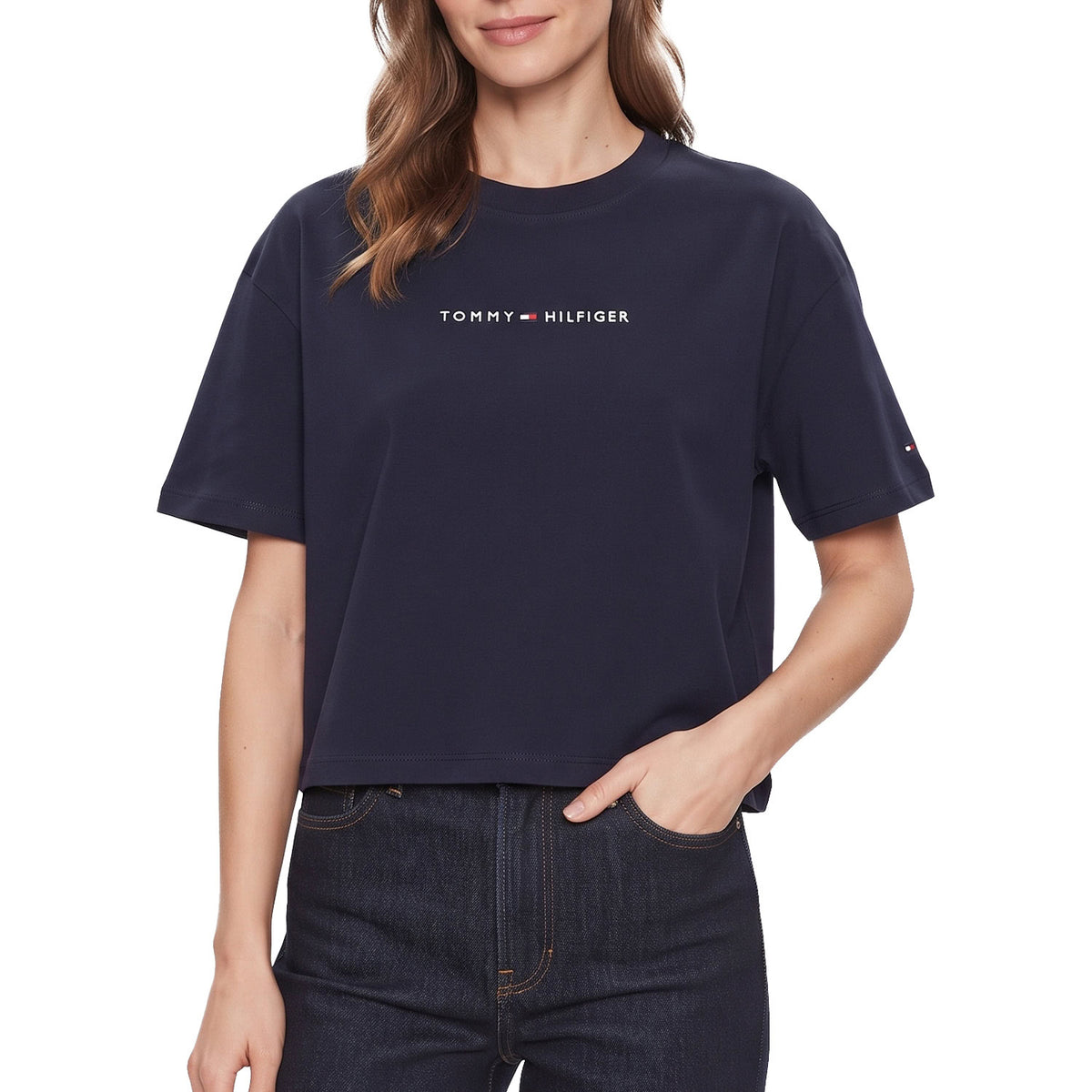 T-Shirt Crop Over Text Logo 6616 Donna TOMMYHILFIGER
