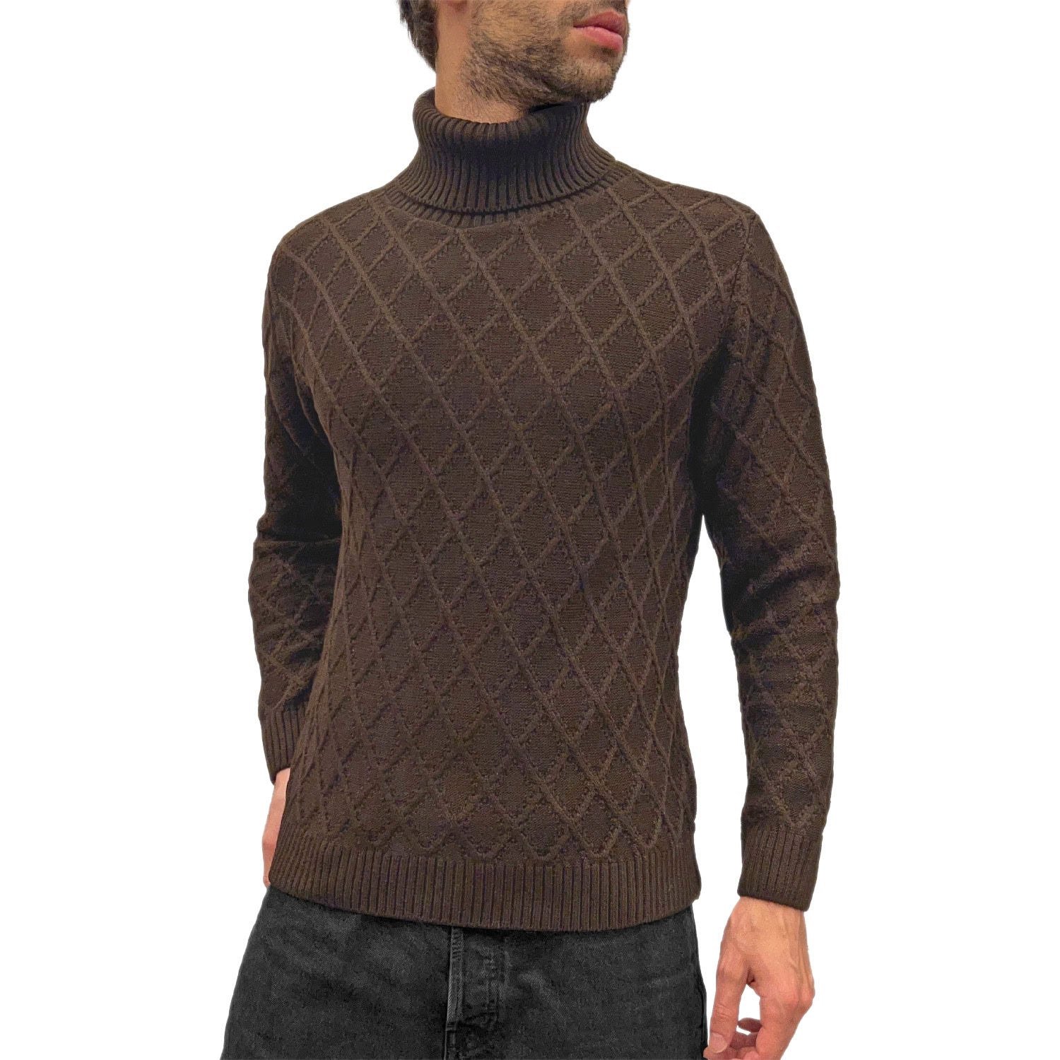 Maglione Dolcevita Rombi Misto Lana MA415 Uomo SQUAD