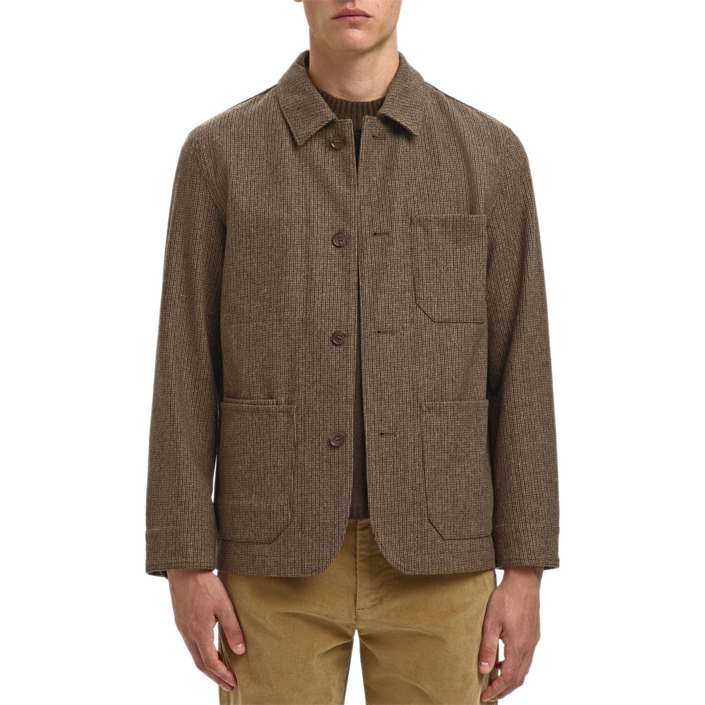 Giacca Fantasia Collo Camicia Misto Lana LANDON Uomo SELECTED