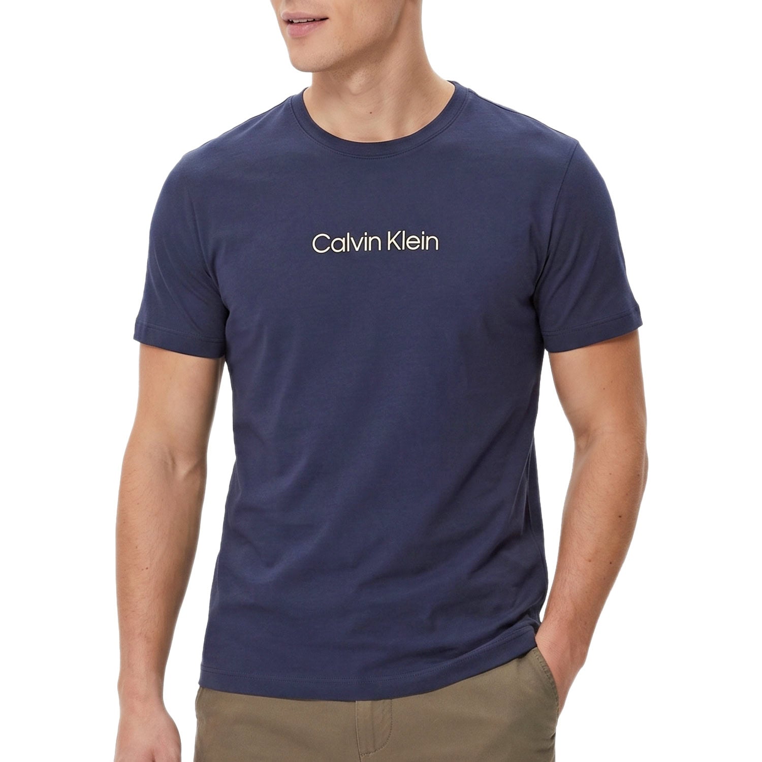 T-Shirt Logo Ricamato Puro Cotone 000NM2748E Uomo CALVINKLEIN