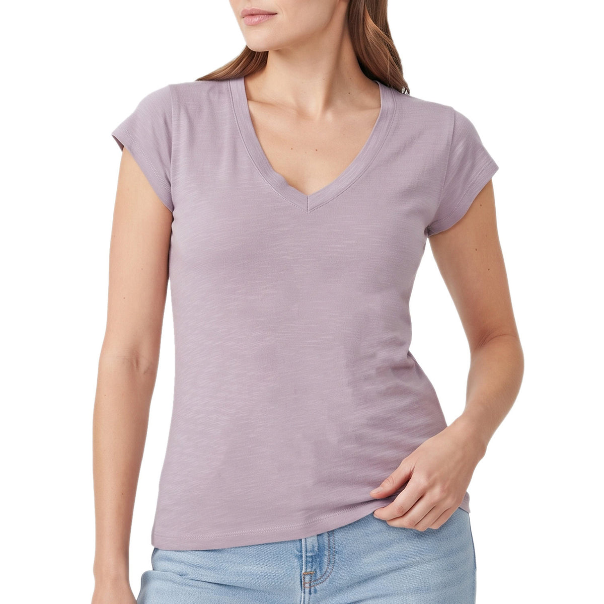 T-Shirt Scollo "V" Slim Fit Fiammata TW6456-JSSG Donna CENSURED
