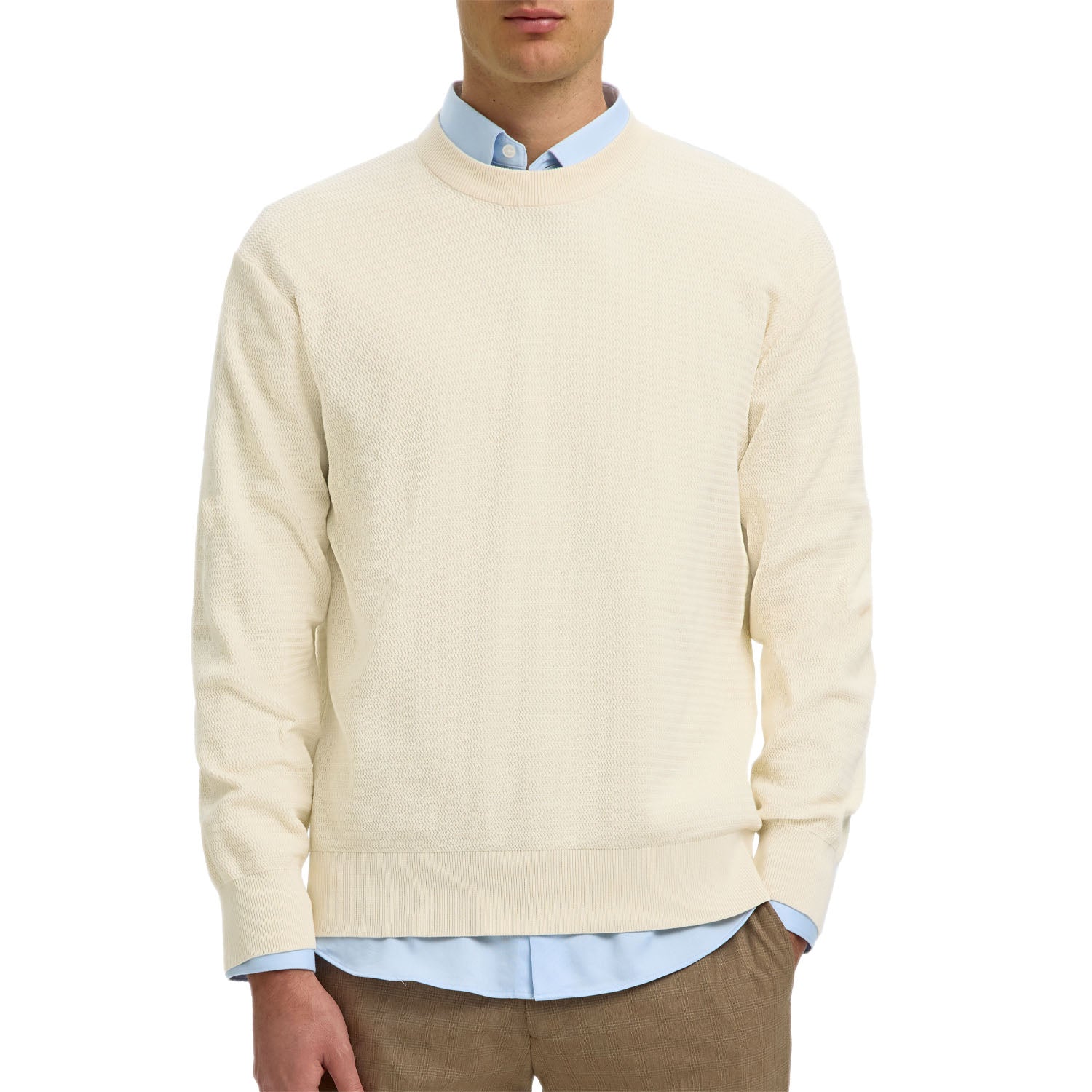 Maglia Girocollo Cotone Operato TORN-KNIT Uomo SELECTED