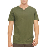 T-Shirt "V" Finto Serafino Cotone Fiammato SPLITNECK-TEE Uomo JACKJONES