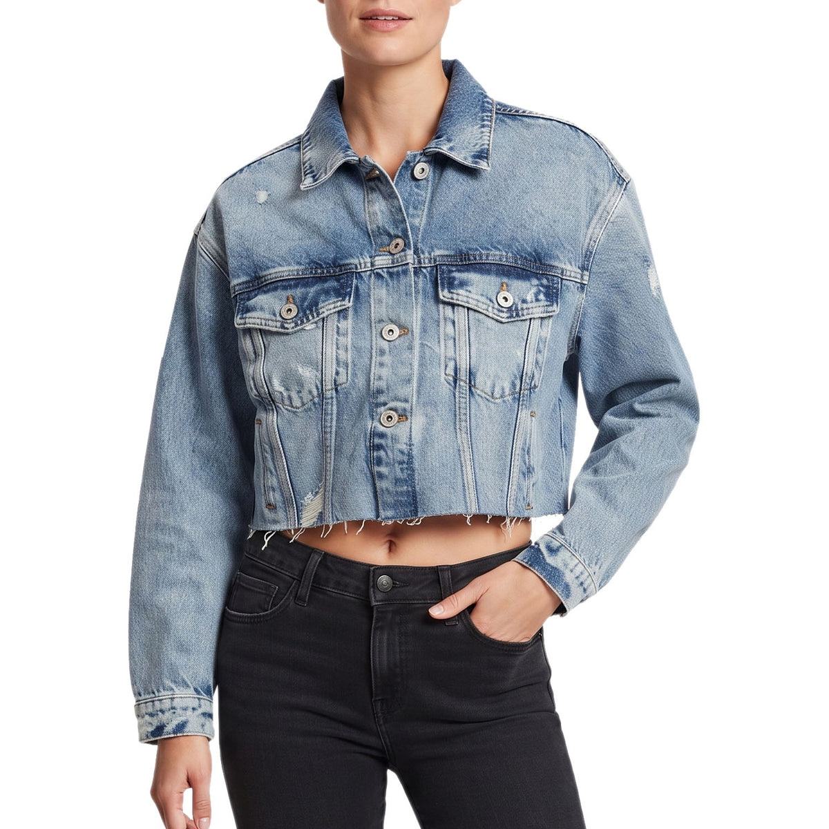 Giubbino Denim Over Crop Strappi EMILY-JACKET Donna ONLY