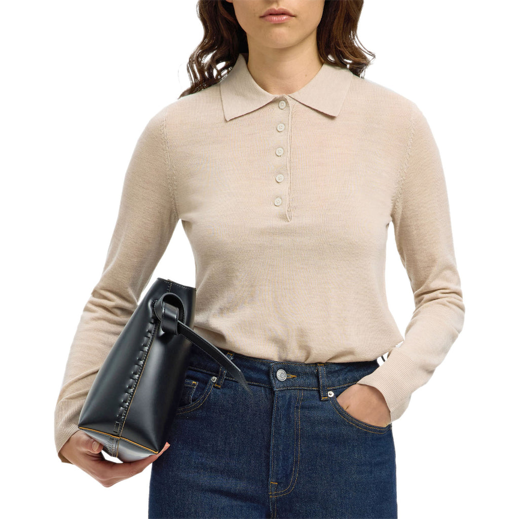 Maglia Polo Pura Lana THEA-KNIT Donna SELECTED