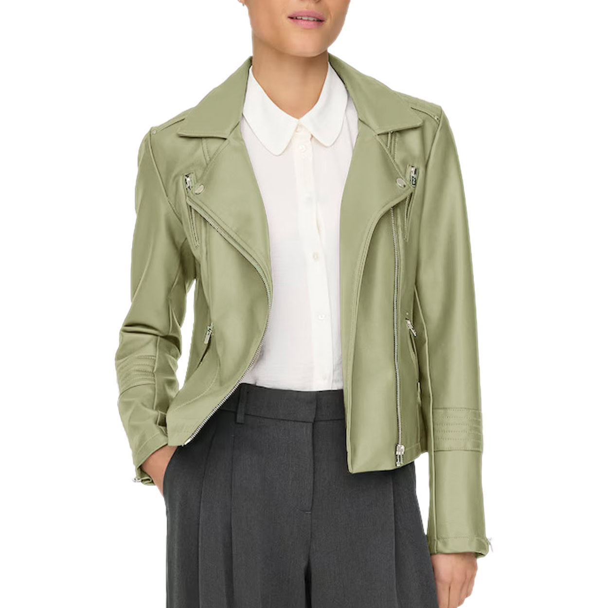 Giubbino Chiodo Ecopelle GEMMA-BIKER Donna ONLY