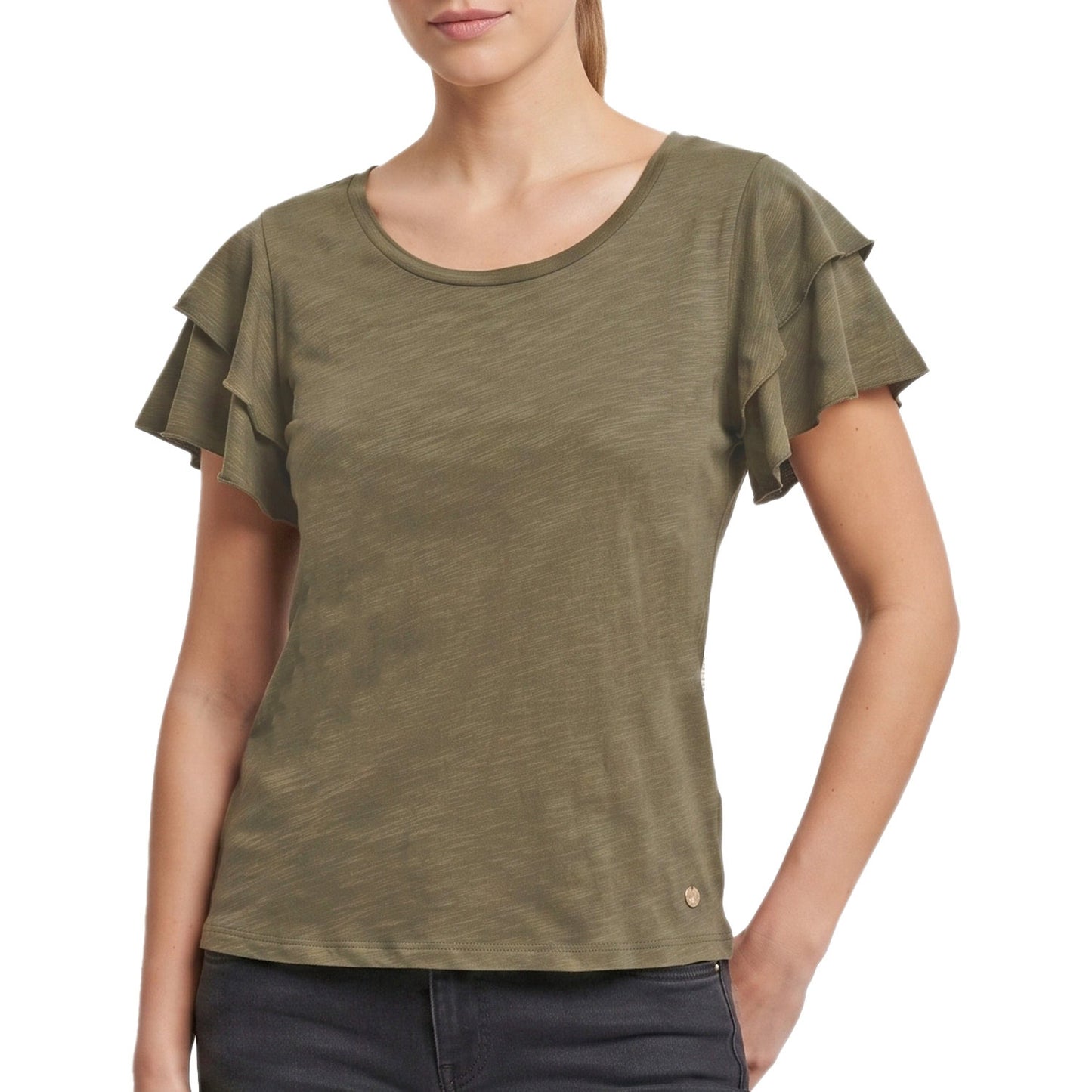 T-Shirt Manica Voulant Cotone Fiammato W7051S12J27 Donna LEONE