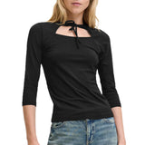Maglietta Manica 3/4 Scollo Lacci GIGI-OPEN Donna JJXX