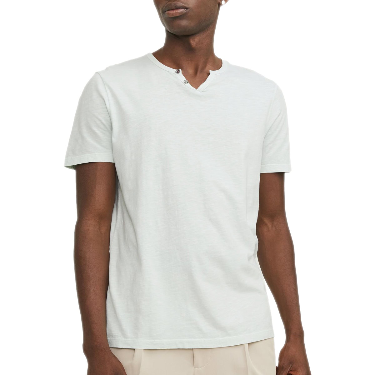 T-Shirt "V" Finto Serafino Cotone Fiammato SPLITNECK-TEE Uomo JACKJONES