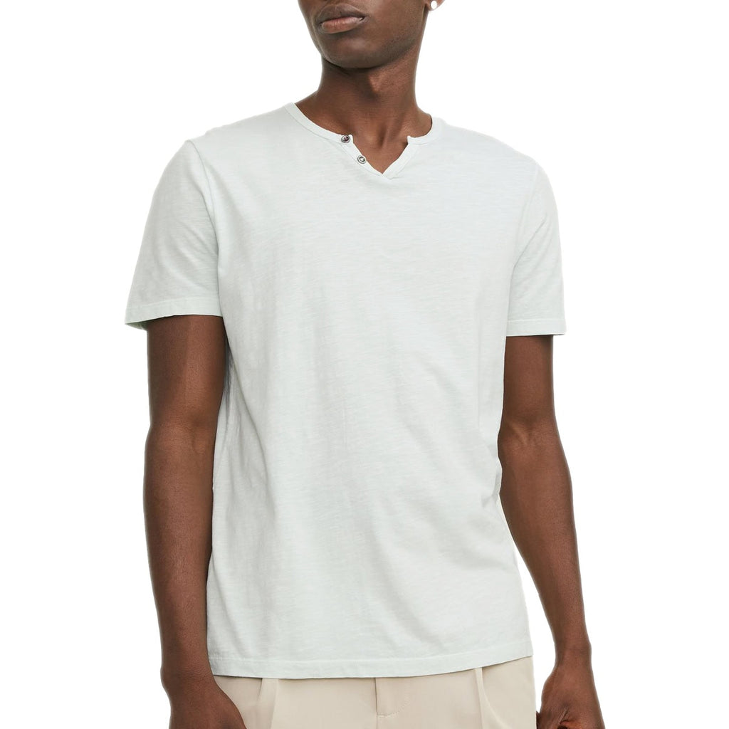 T-Shirt Finto Serafino Cotone Fiammato SPLITNECK-TEE Uomo JACKJONES