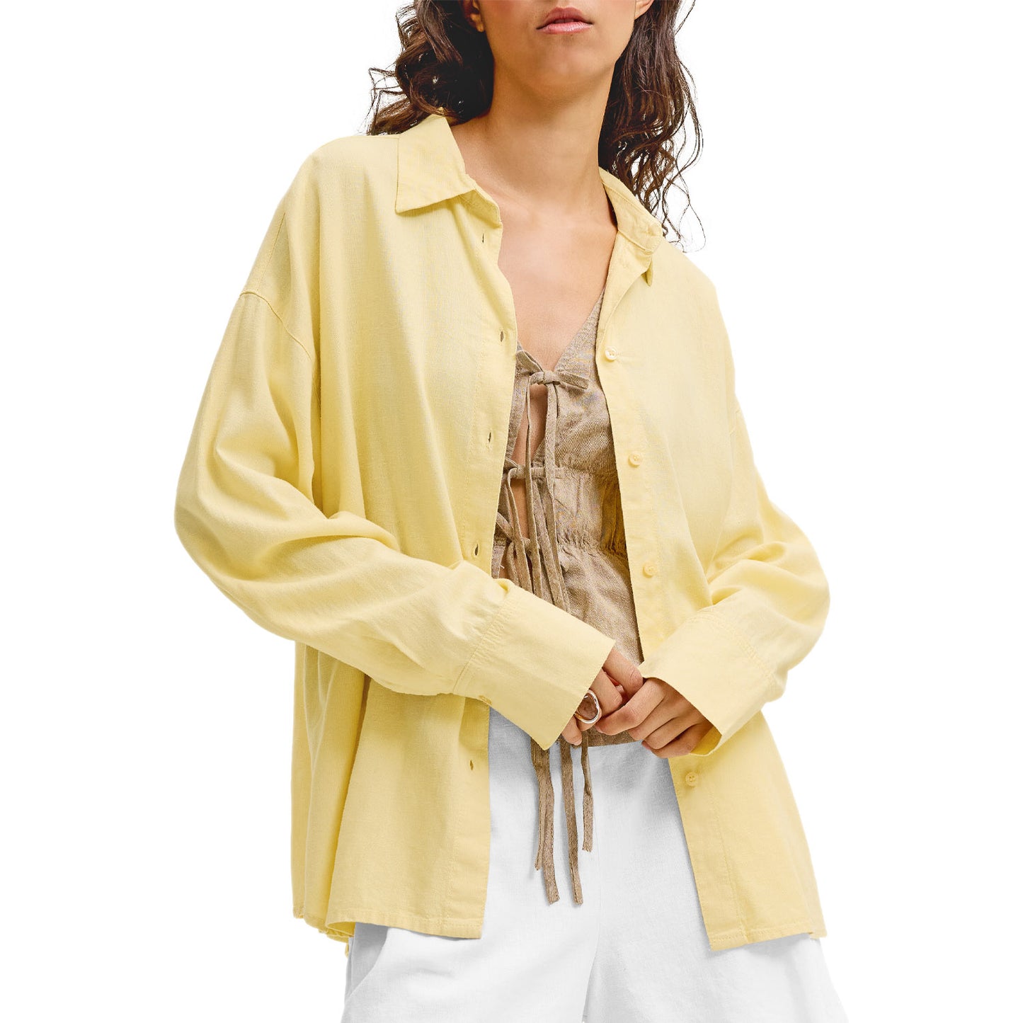 Maxi Camicia Misto Lino Viscosa ALMIRA-SHIRT Donna JJXX