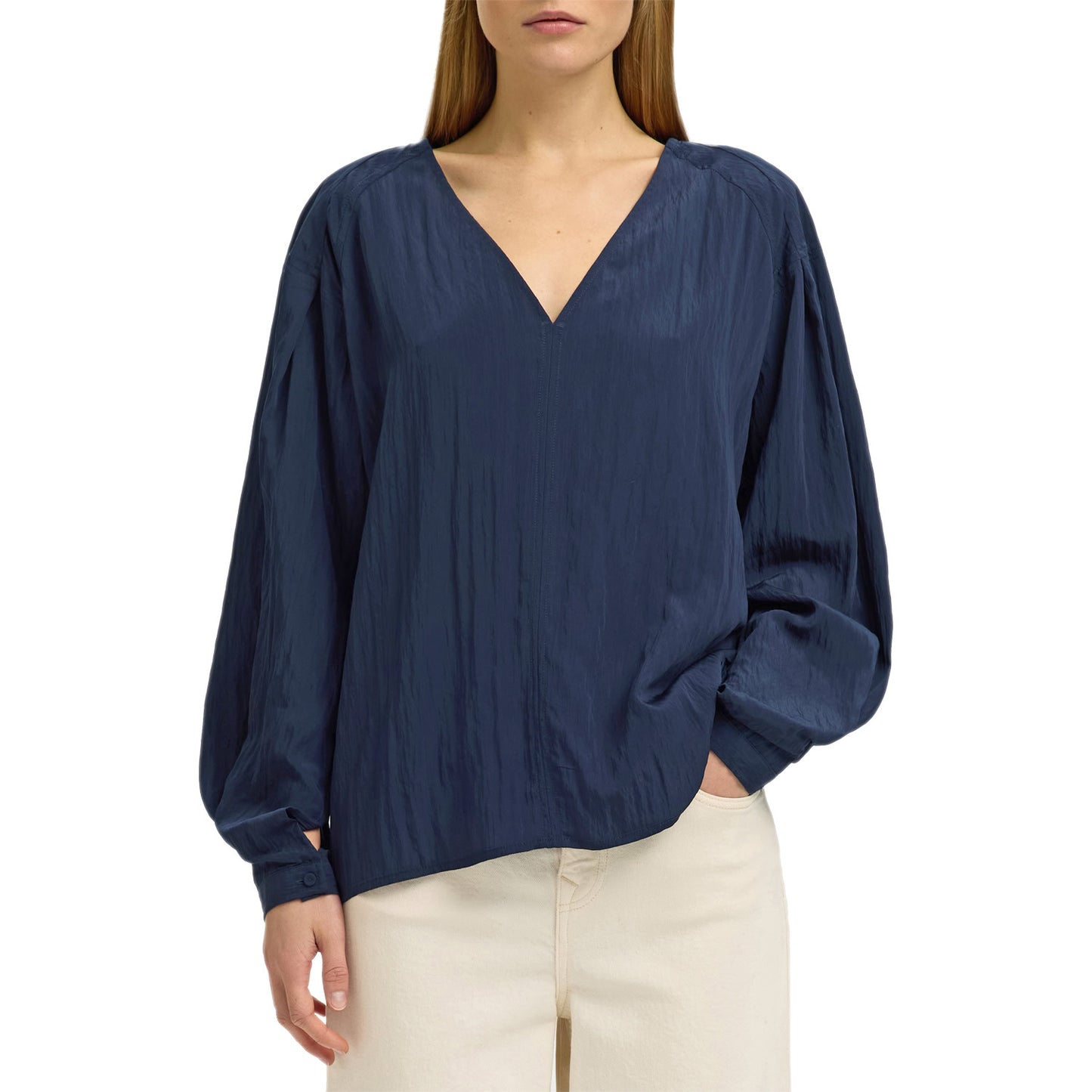 Blusa Lucida Scollo V Man. Lunga Anfora FIONA Donna SELECTED
