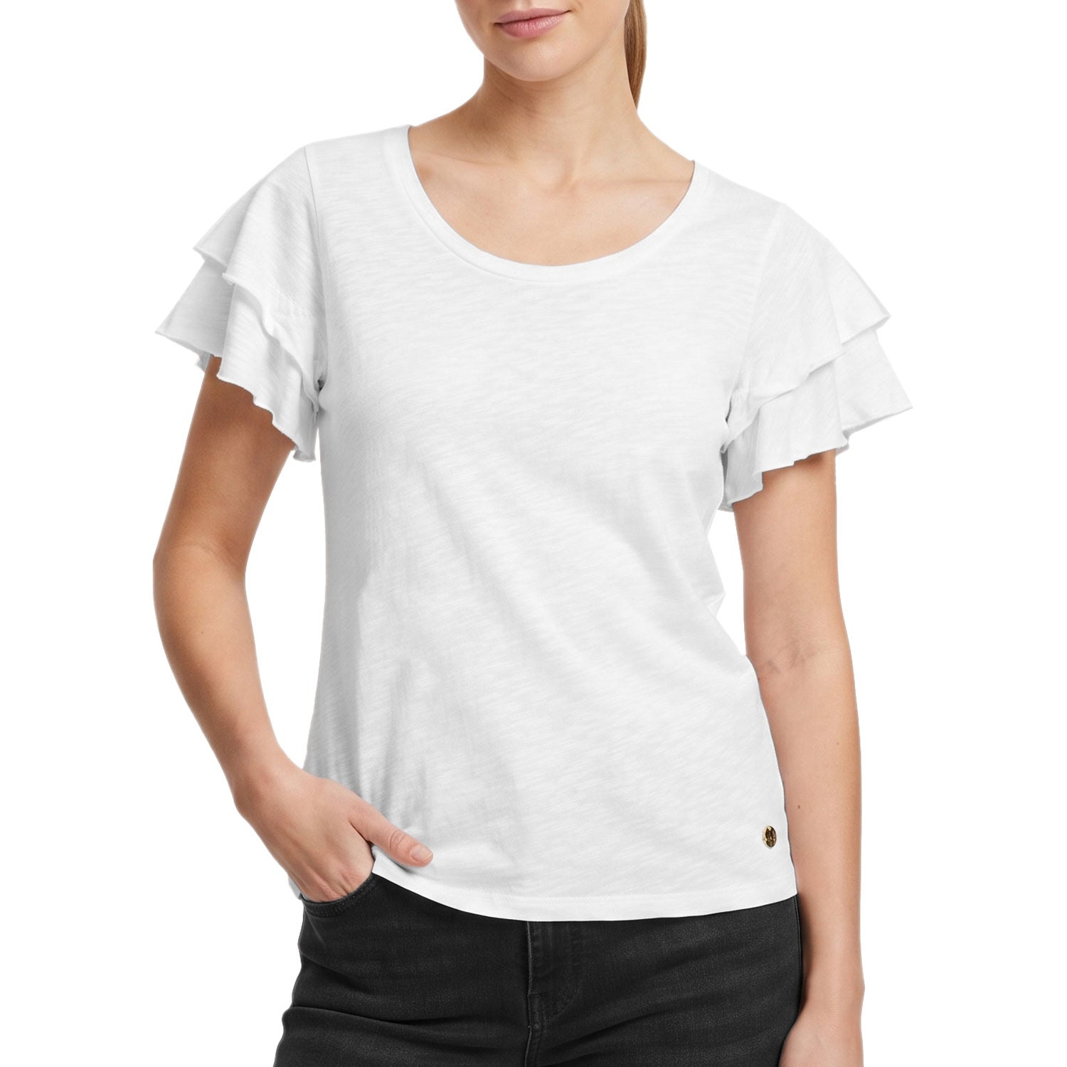 T-Shirt Manica Voulant Cotone Fiammato W7051S12J27 Donna LEONE