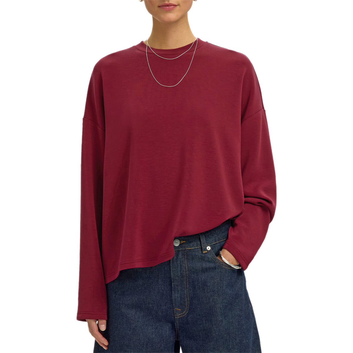 Maglia Girocollo Oversize Misto Modal TENNY-TOP Donna SELECTED