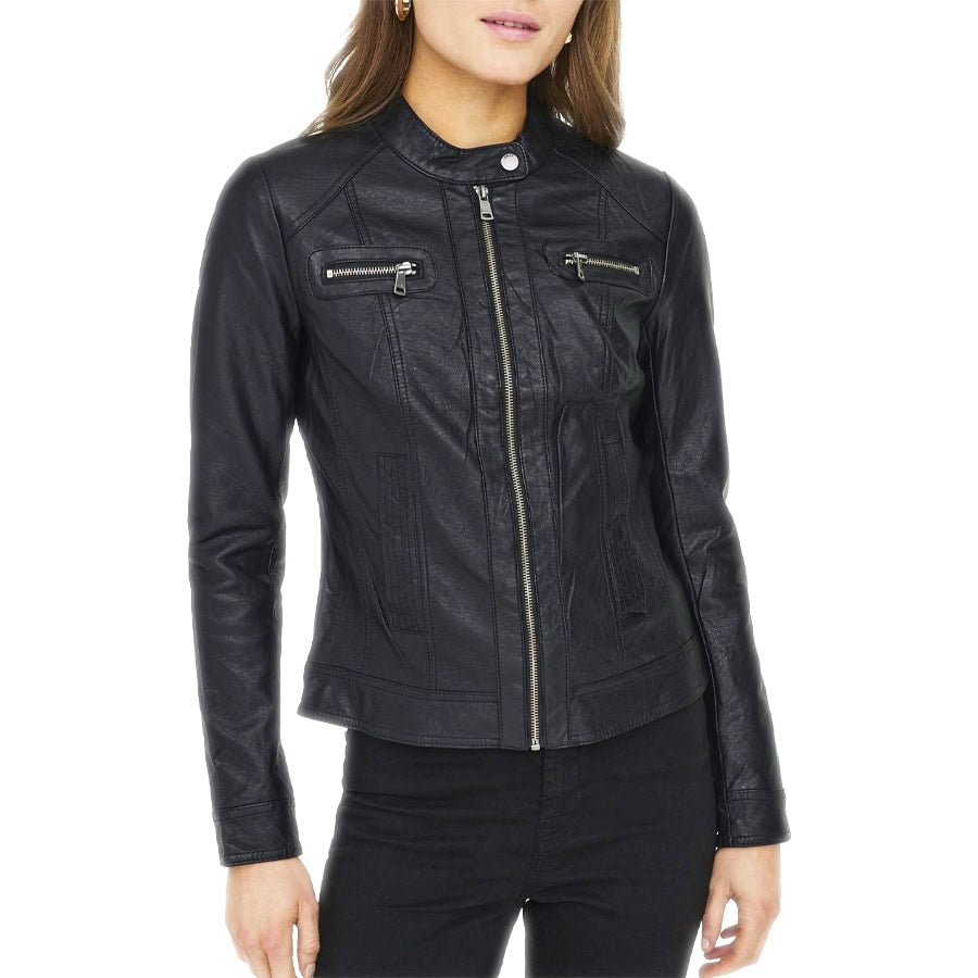 Giubbino Ecopelle Collo Coreano BANDIT-BIKER Donna ONLY