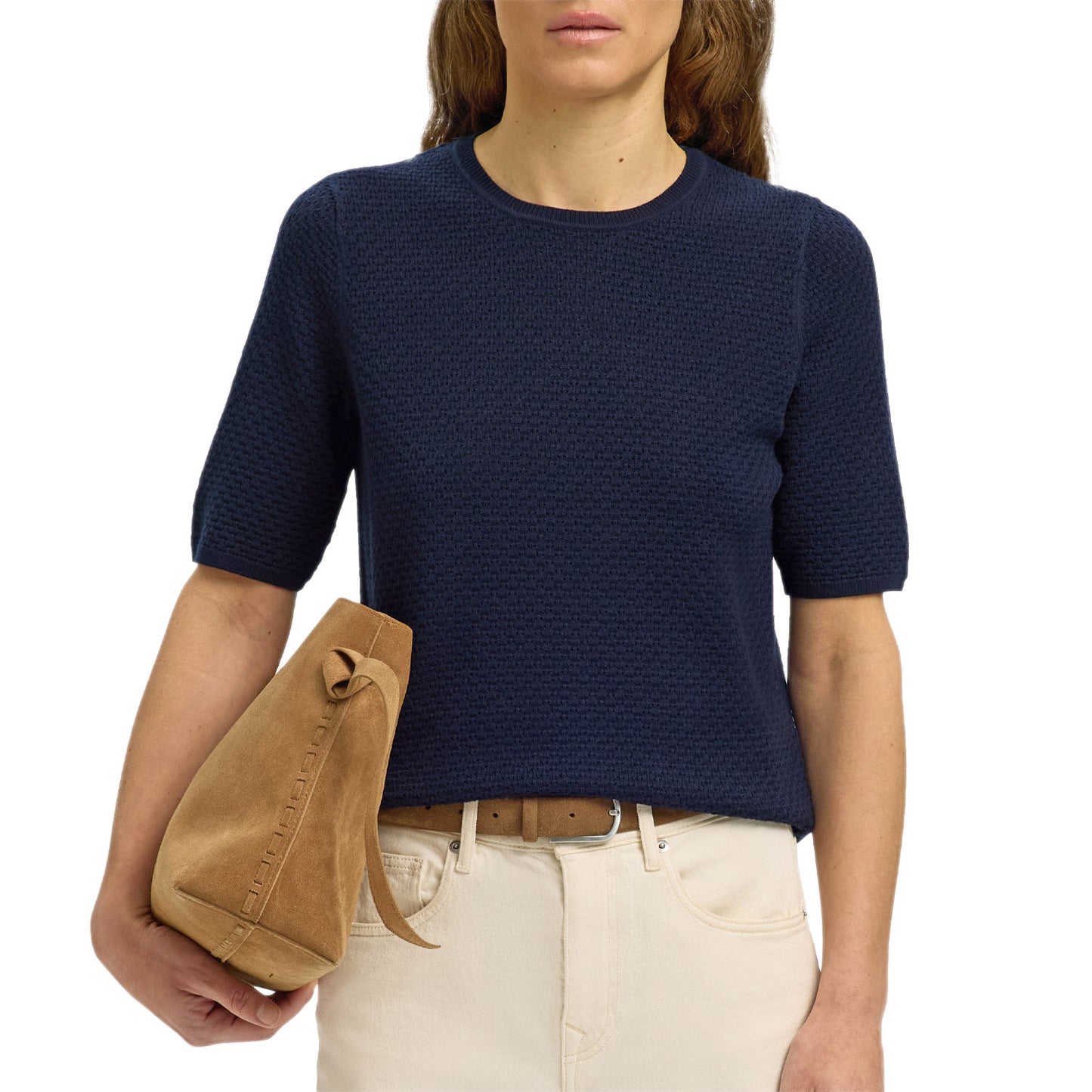Maglietta in Maglia Manica Corta Operata HELLE-KNIT Donna SELECTED