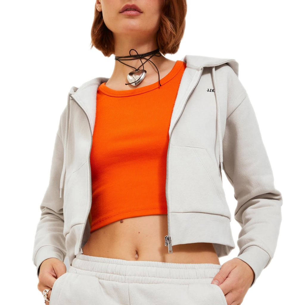 Felpa Garzata Zip Crop Cappucccio ALFA-CROP Donna JJXX