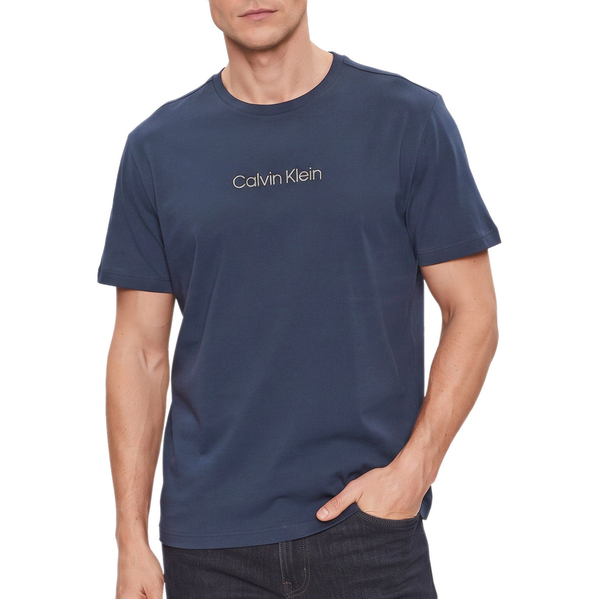 T-Shirt Logo Ricamato Puro Cotone 2748E Uomo CALVINKLEIN