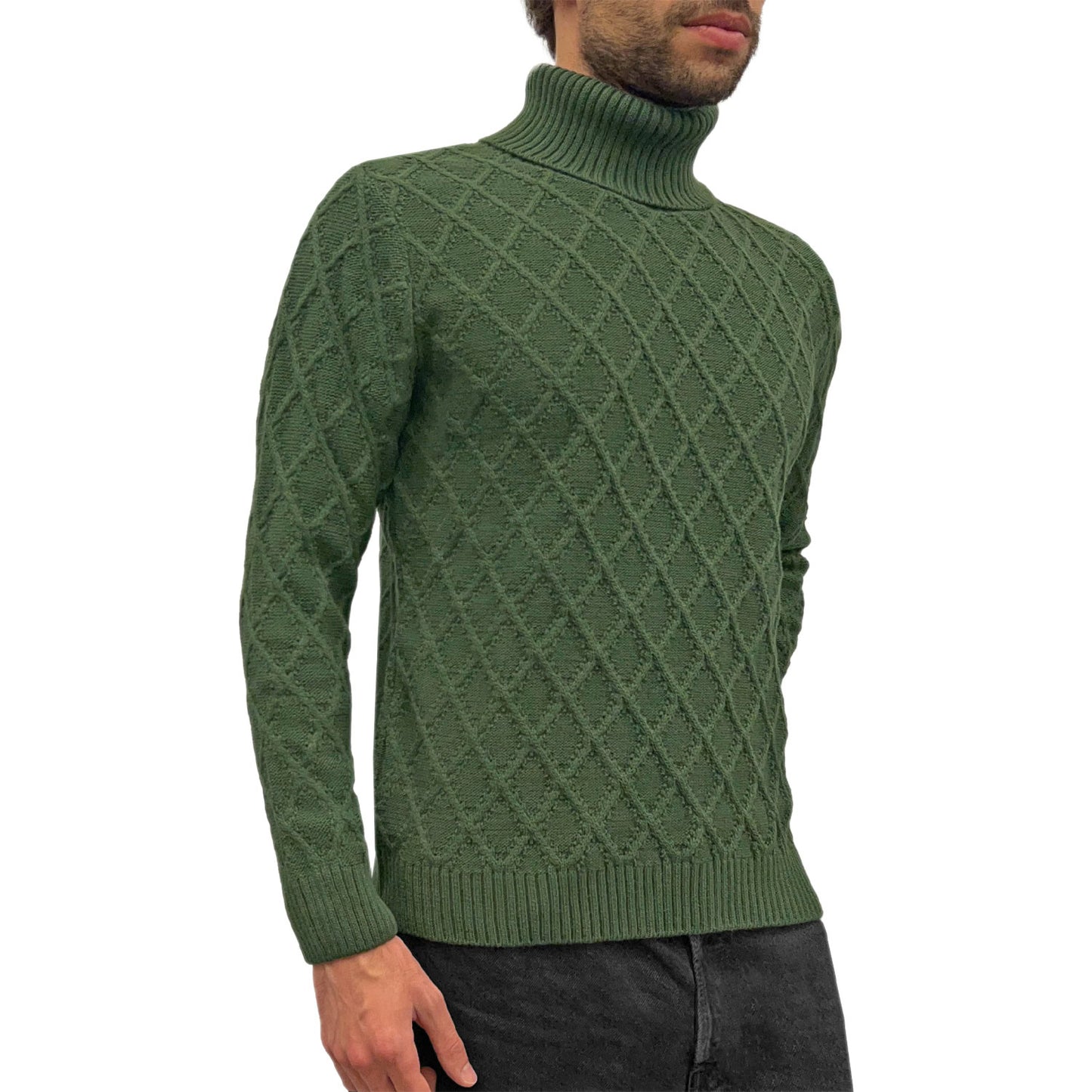 Maglione Dolcevita Rombi Misto Lana MA415 Uomo SQUAD