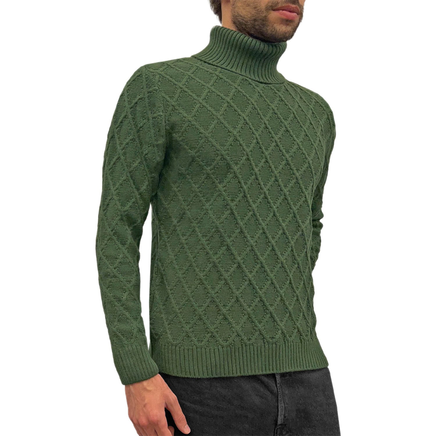 Maglione Dolcevita Rombi Misto Lana MA415 Uomo SQUAD