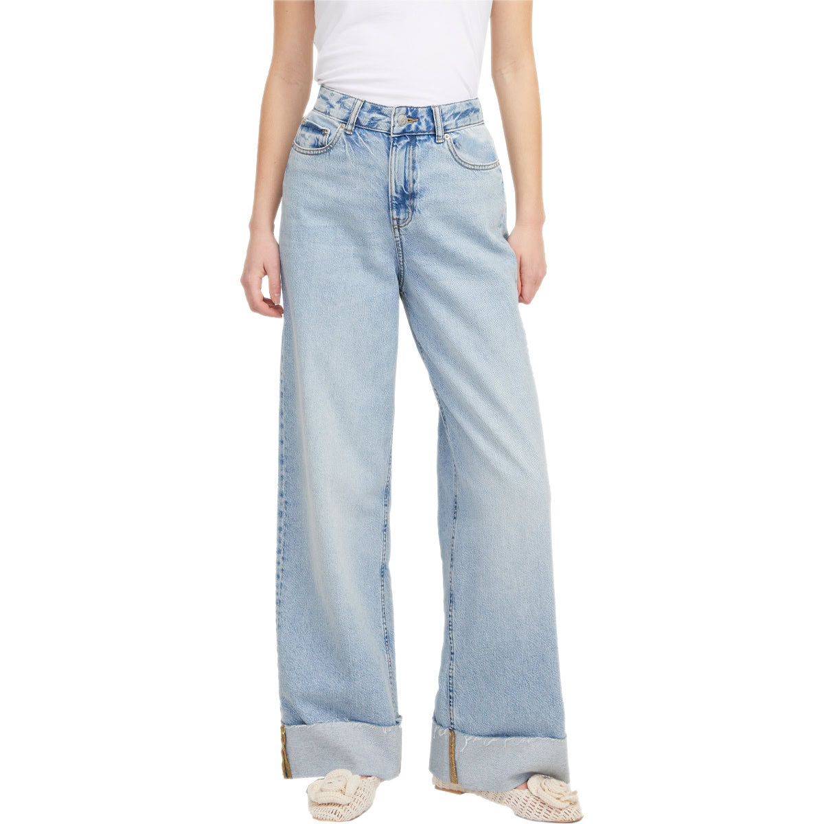 Jeans Palazzo Vita Alta 100.Cotone TOKYO-WIDE Donna JJXX
