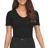 T-Shirt "V" Orli Ondulati Misto Cotone FRANSISKA-LIFE DOnna JDY