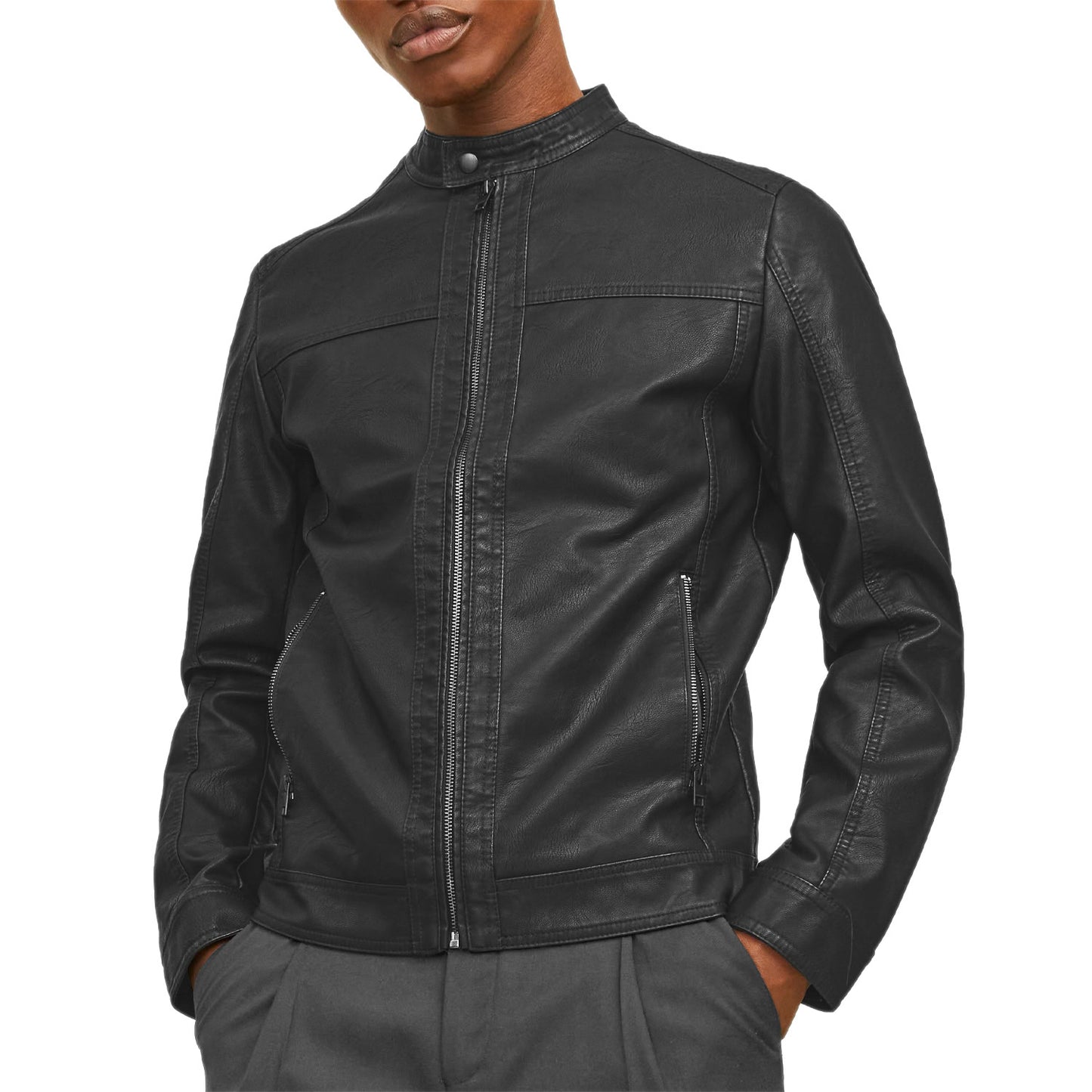 Giubbino Ecopelle Collo Coreano WARNER-JACKET Uomo JACKJONES
