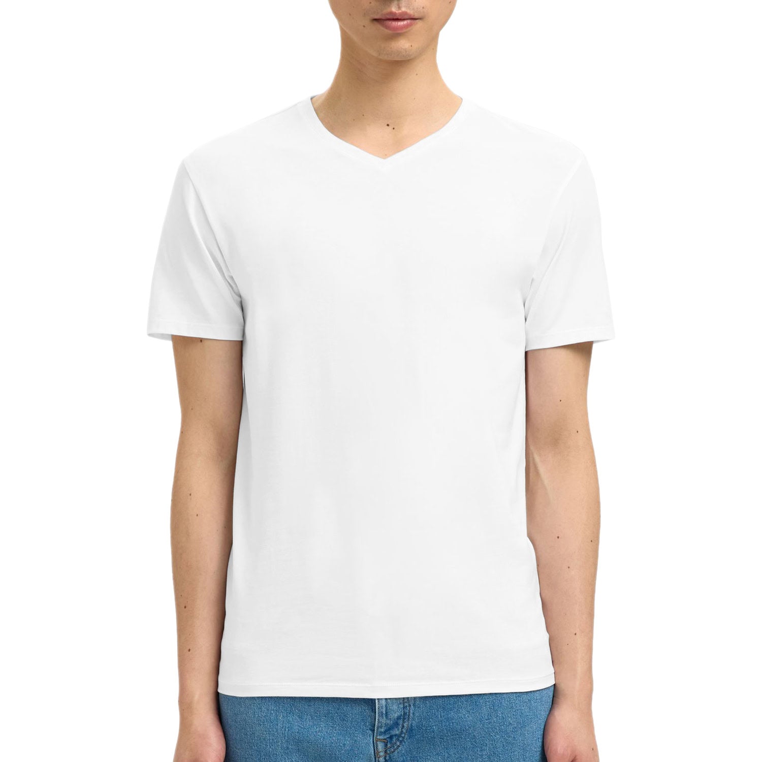 T-Shirt Scollo V Slim Fit Elasticizzata PIMA-VNECK Uomo SELECTED