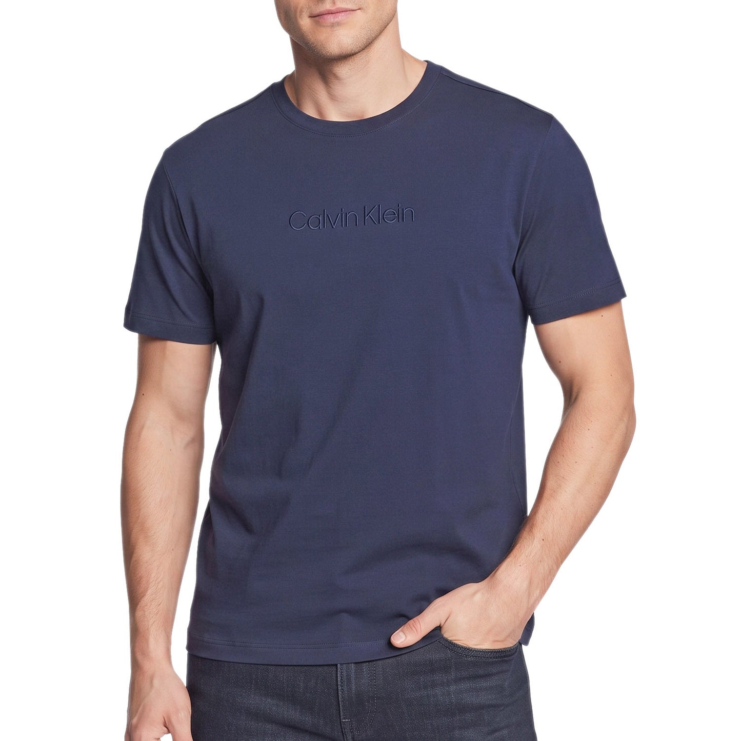 T-Shirt Logo Ricamato Puro Cotone 2748E Uomo CALVINKLEIN