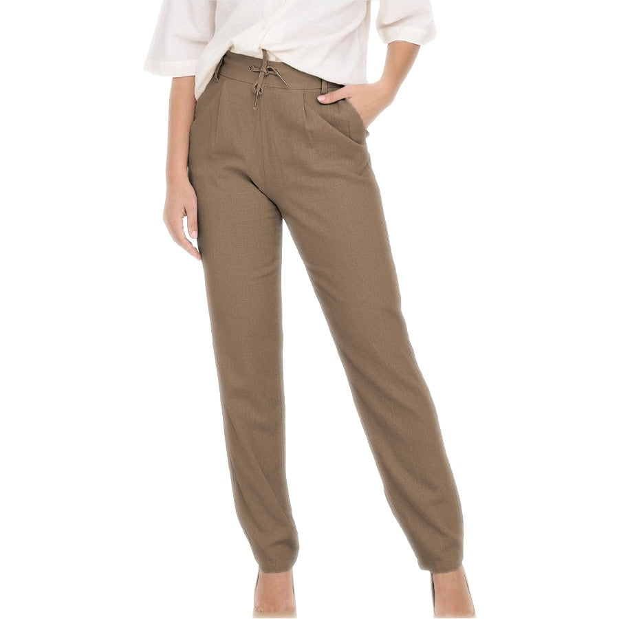 Pantalone Chino Vita Elastica Misto Lino CARO Donna ONLY