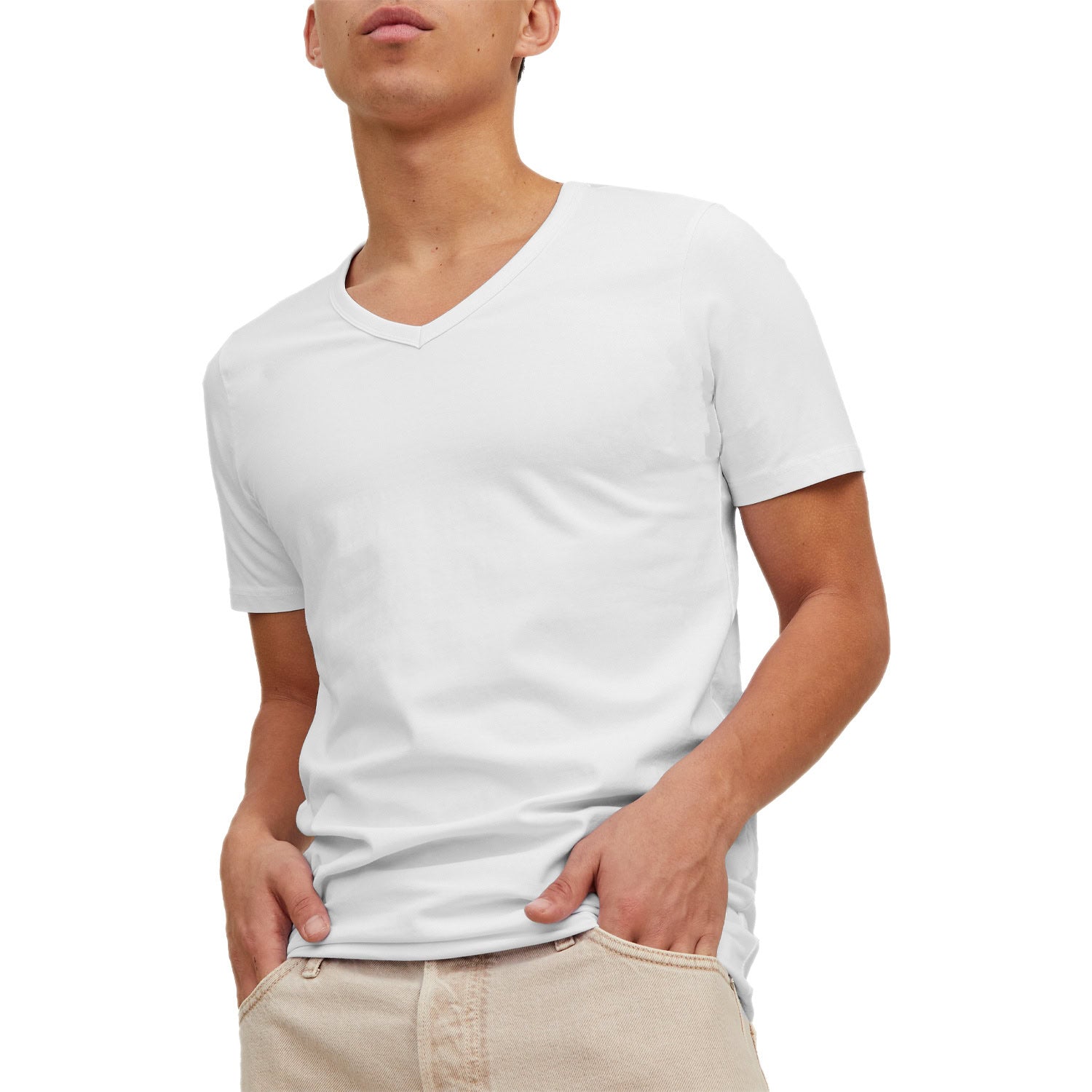 T-Shirt "V" Cotone Elasticizzato BASIC-VNECK Uomo JACKJONES