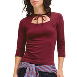 Maglietta Manica 3/4 Scollo Lacci GIGI-OPEN Donna JJXX