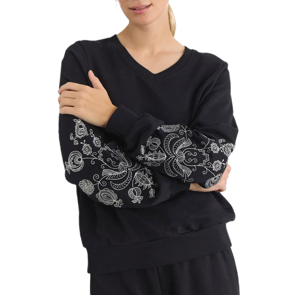 Felpa Garzata V Ricami ODETTE2 Donna SOYACONCEPT