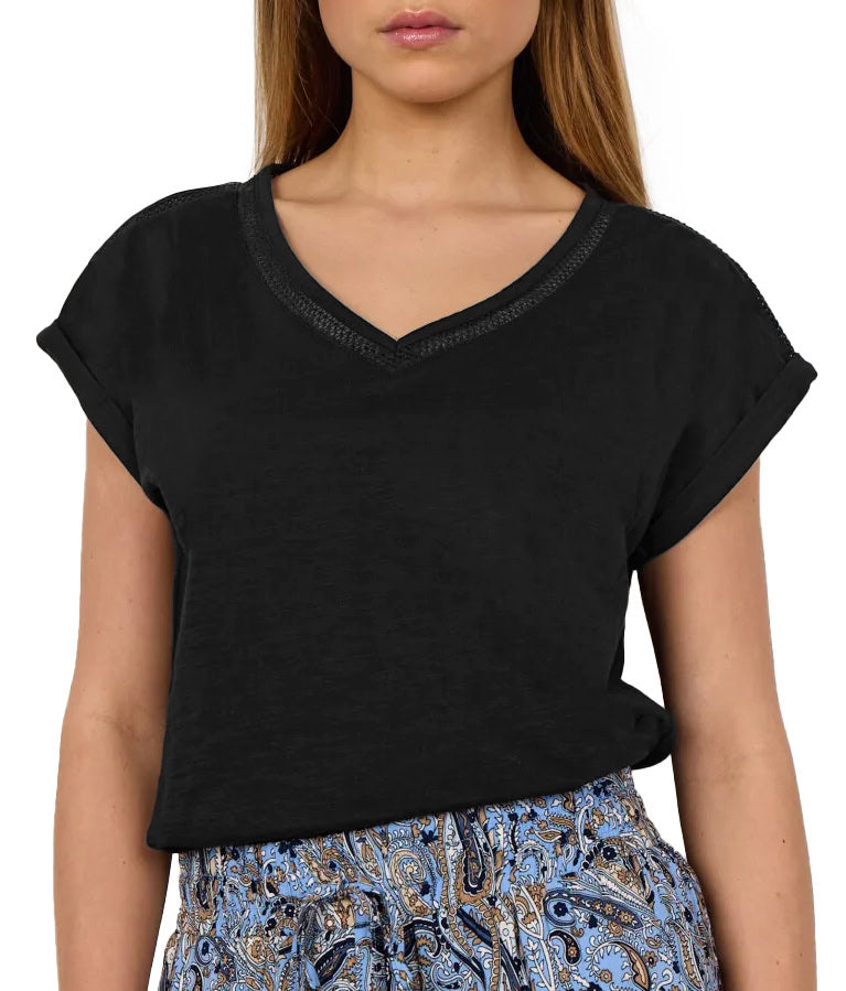 T-Shirt "V" Cotone Fiammato BABETTE57 Donna SOYA