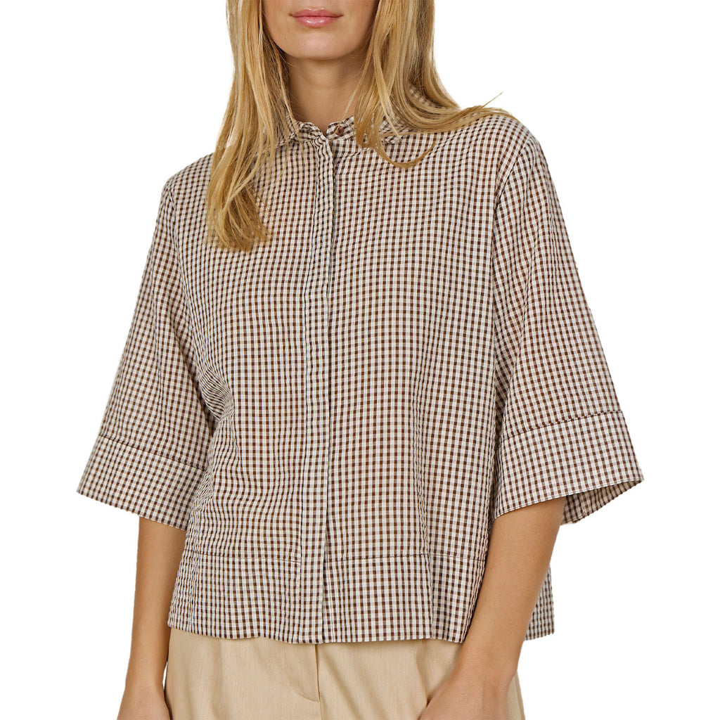 Camicia Manica 3/4 Oversize Quadretti CANELITA1 Donna SOYACONCEPT
