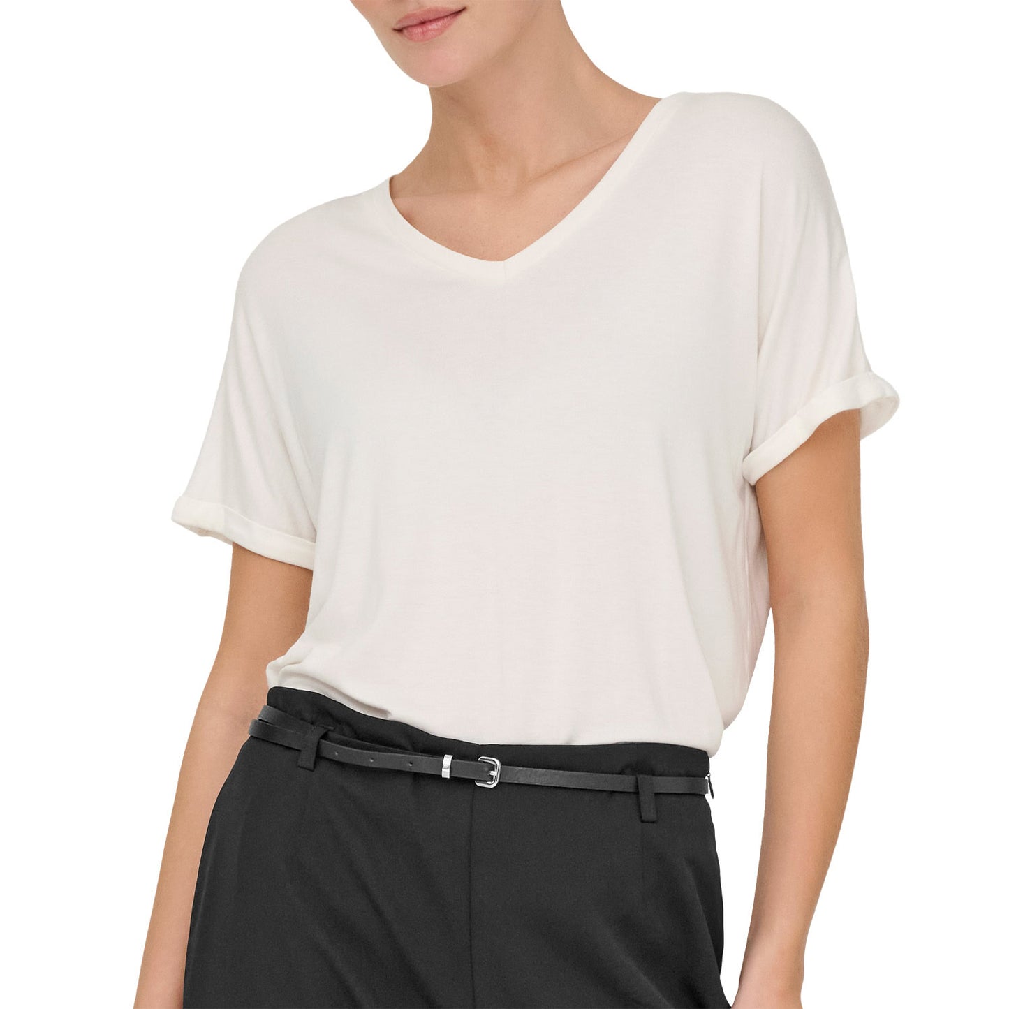T-Shirt "V" Oversize Misto Viscosa SISSY-VNECK Donna JDY