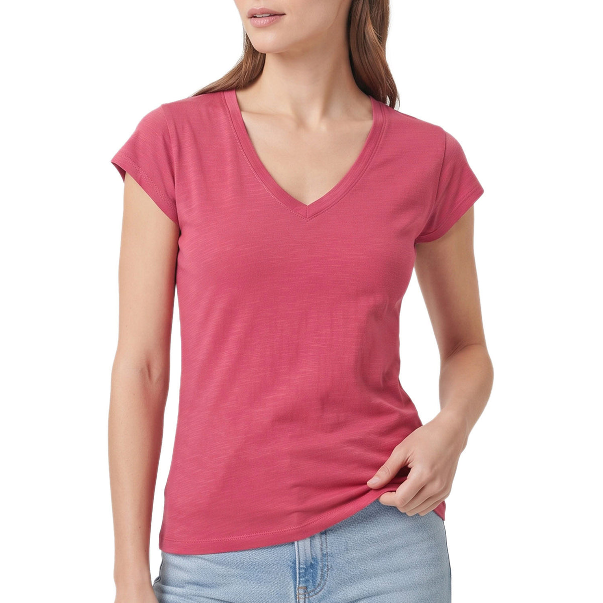 T-Shirt Scollo "V" Slim Fit Fiammata TW6456-JSSG Donna CENSURED