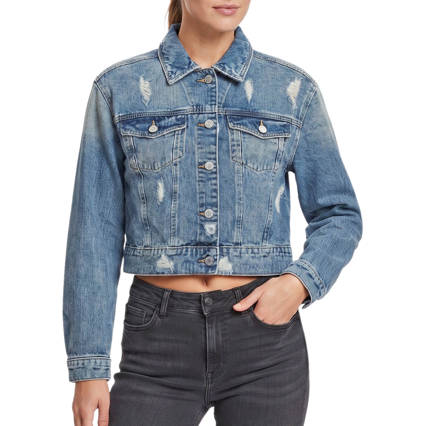 Giubbino Denim Oversize Strappi MALIBU Donna ONLY