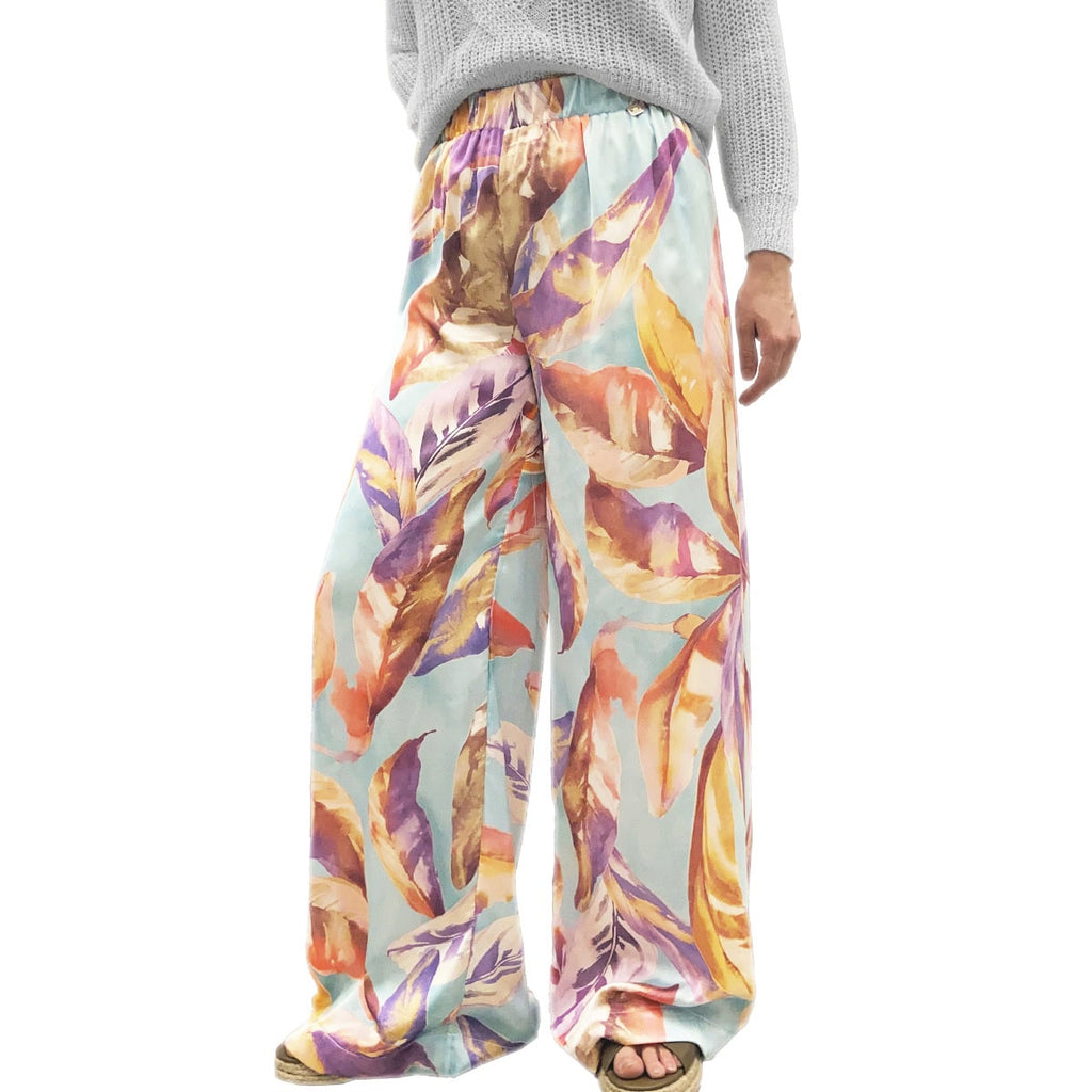 Panta Palazzo Floreale Vita Elastica 665115 Donna MARKUP